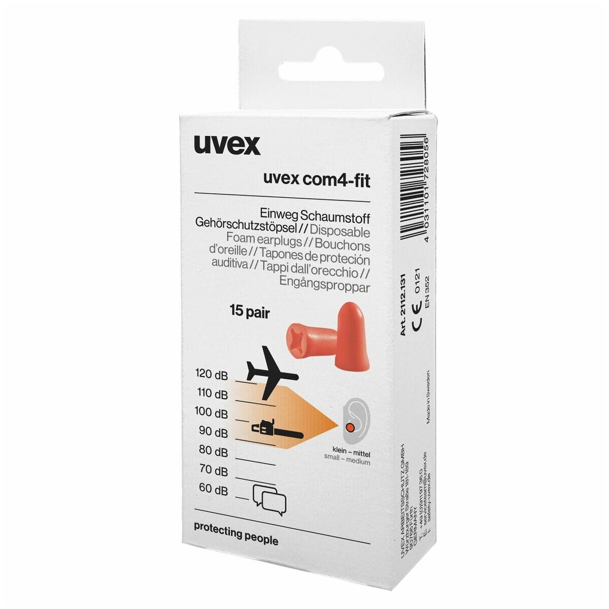 Kuulonsuojaintulppasarja uvex com4-fit 15