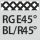 pyällysprofiilille: RGE45° BL/BR45°