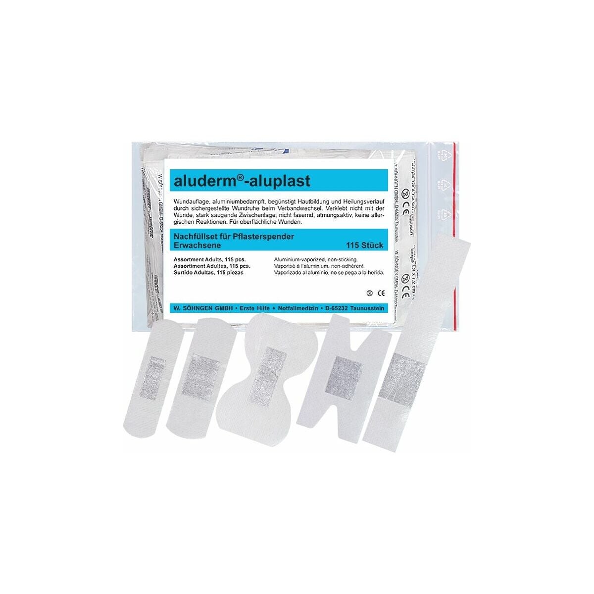 aluderm®-aluplast täydennyssarja 115 osaa