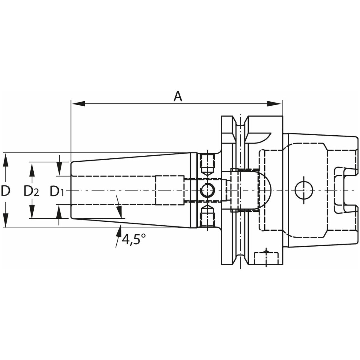 Kutisteistukka HSK-A100, lyhyt 20 mm