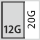 Vetolaatikon täyttöaste G: 12×20