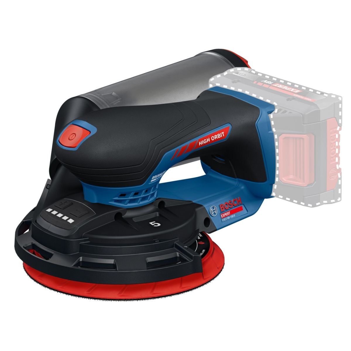 Akkukäyttöinen epäkeskohiomakone EXEX18V-150-5 ilman akkua EXPERT