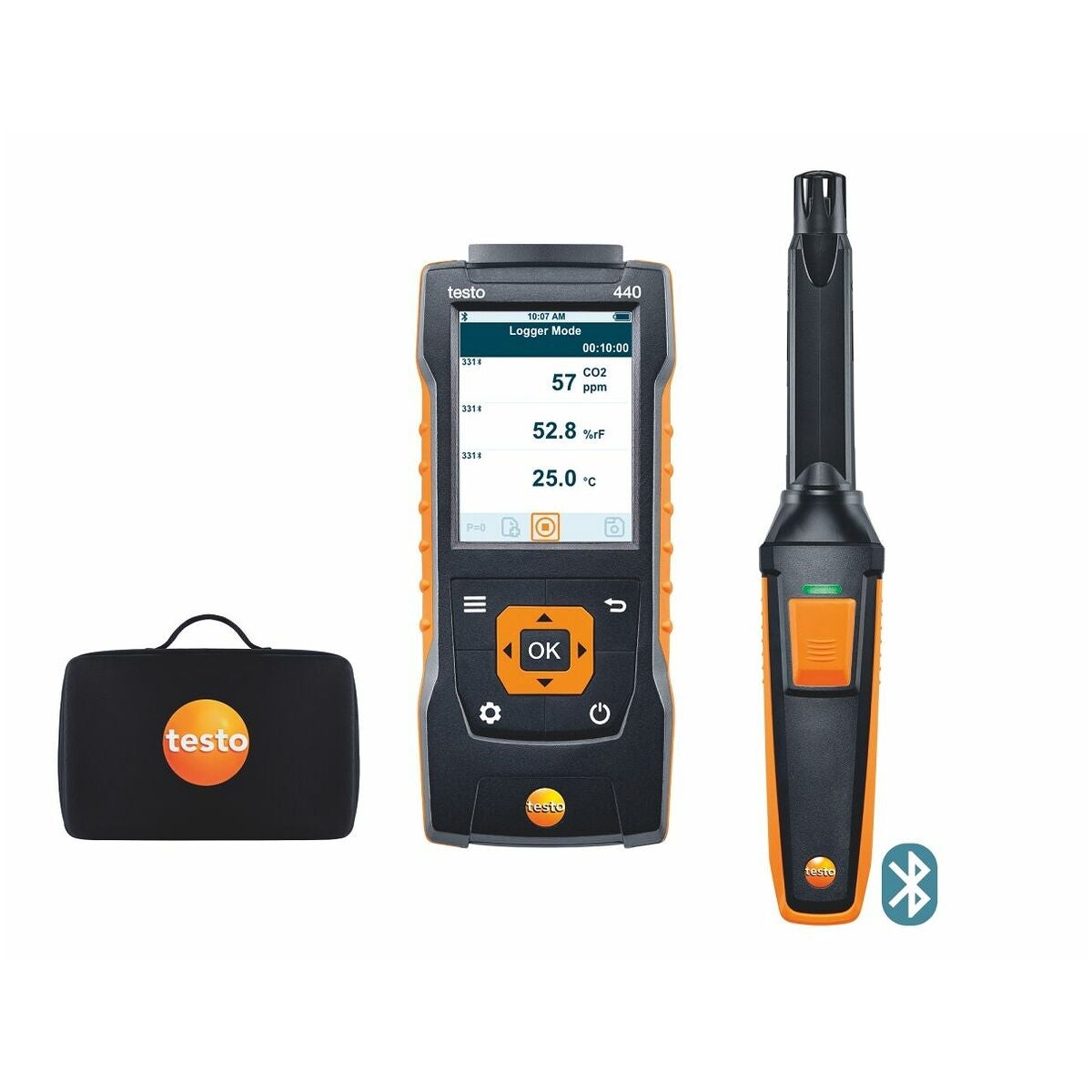 Ilmasto-/sisäilmanmittari CO<sub>2</sub>-setti Bluetooth®-toiminnolla CO2