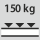 Hyllytason kantavuus / tasaisesti jakautunut enimmäishyllykuorma (metallilla): 150 kg