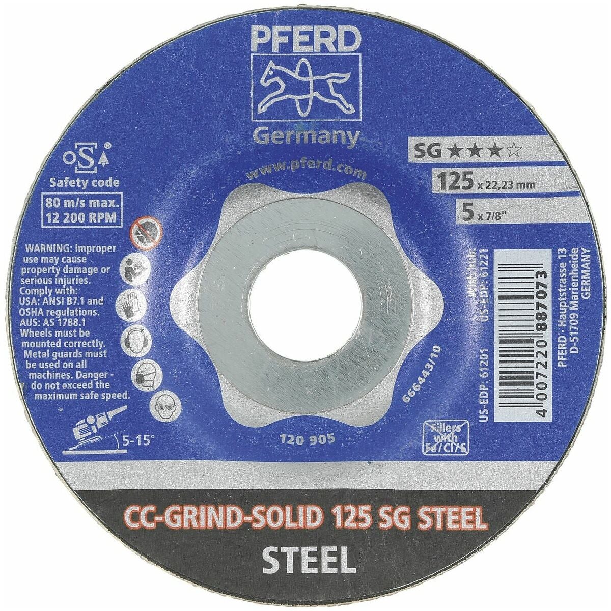 Hiomalaikka CC-GRIND-SOLID SG-teräs 125 mm