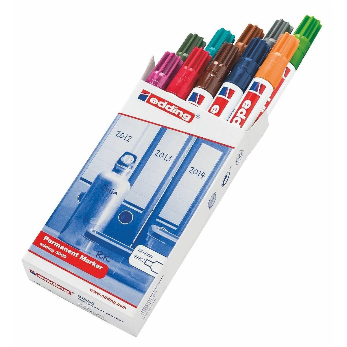 Permanenttitussi, setti edding 3000 10 osaa SET