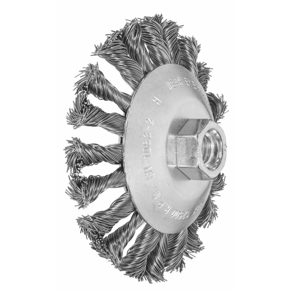 Kupera kartioharja, ristikierto, teräslanka 0,50 mm 115×M14 mm