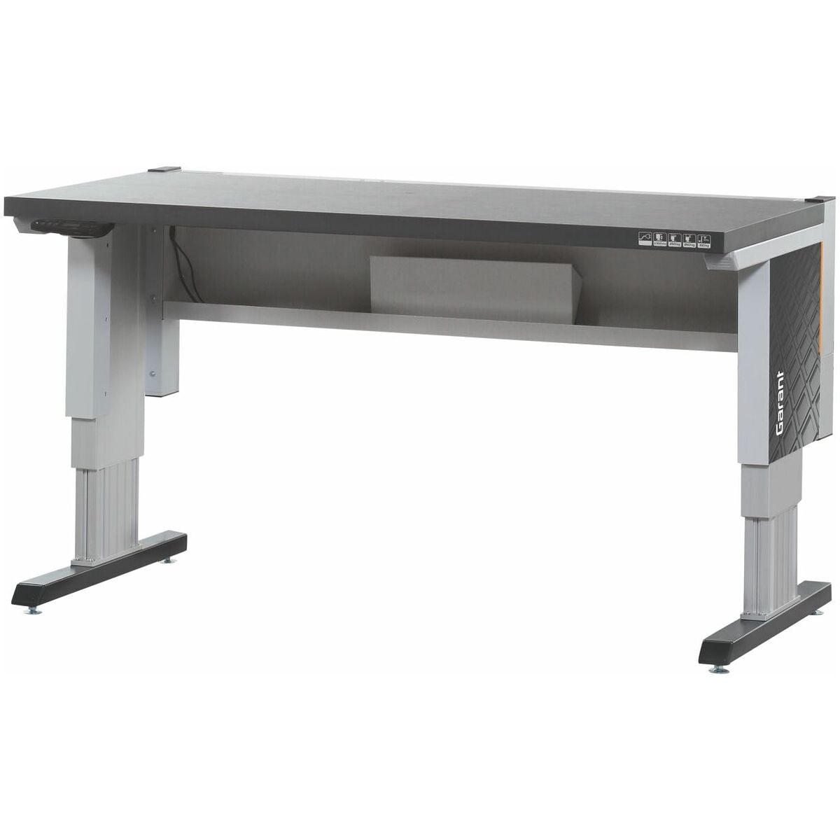Workstation eLevel tummanharmaalla Eluplan-levyllä