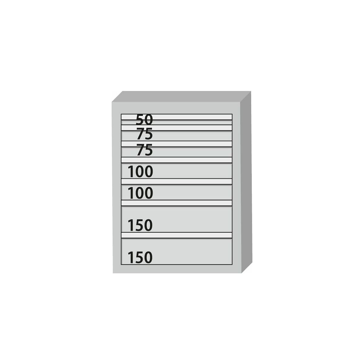 Työkalukaappi, täydellinen, laatikoilla 75 kg 20×20G 800/7a