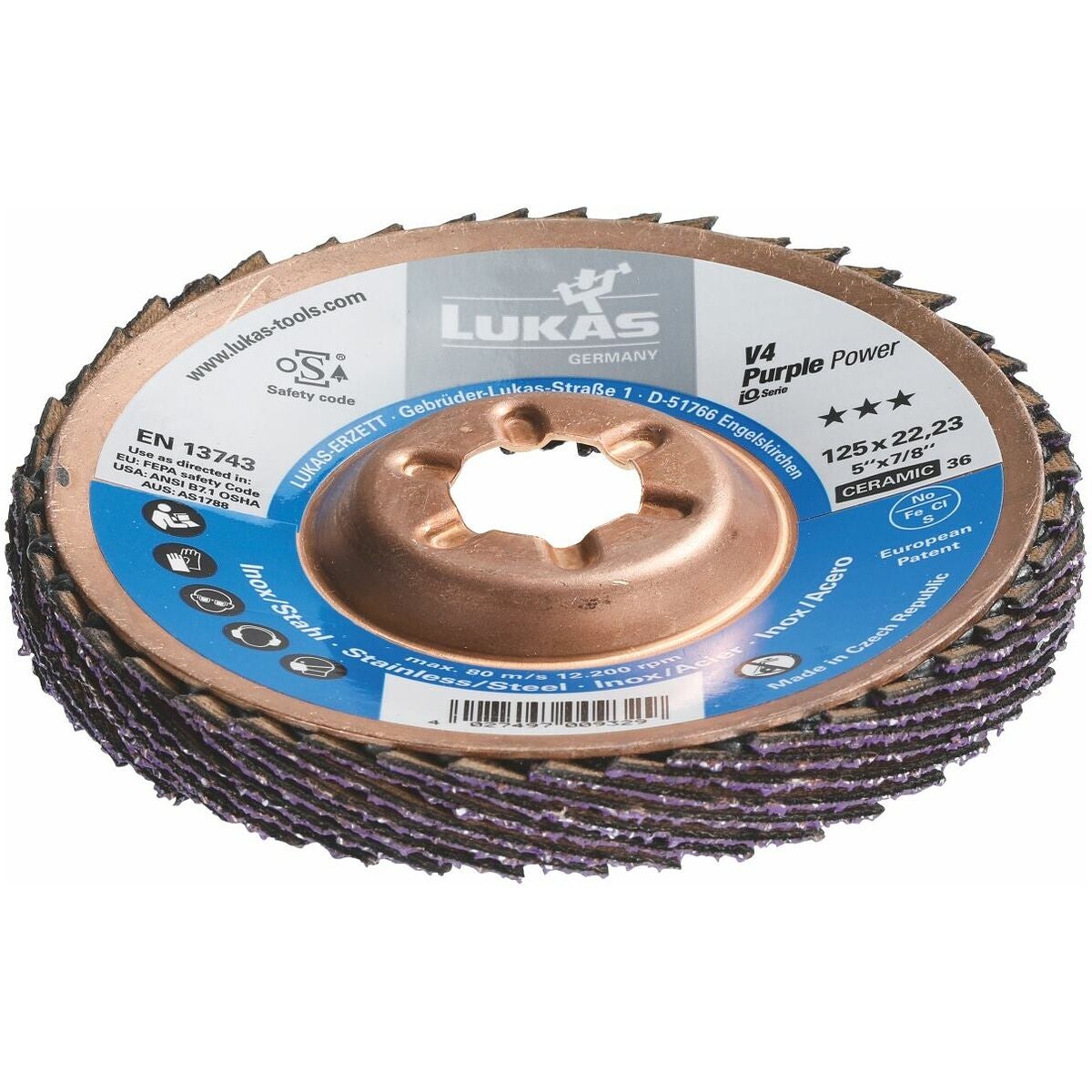 Lamellilaikka V4 Purple Power, (CER) teräslevytausta, viisto teräkselle ja ruostumattomalle teräkselle 36 36