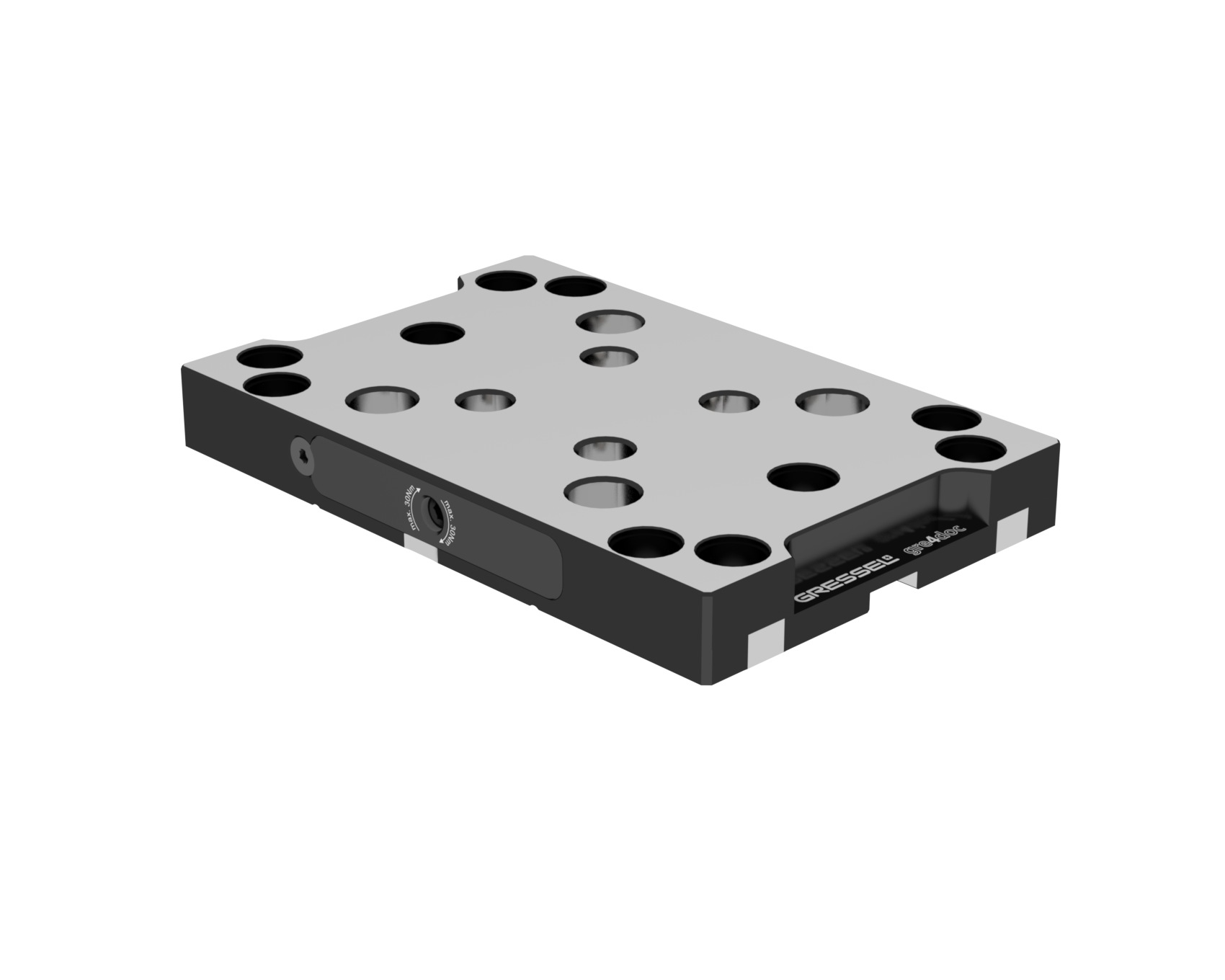 gre4doc 5-akselinen yhdistelmäkorotusmoduuli 52x52 mm ja 96x96 mm, korkeus 100 mm gre4doc-universaali kombimoduulilevy, jossa 1 kiinnityspiste 52x52 mm ja 96x96 mm