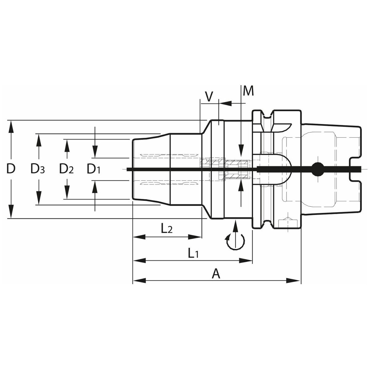 Hydro-Dehn-puristusistukka HPH HSK-A 63 10 mm
