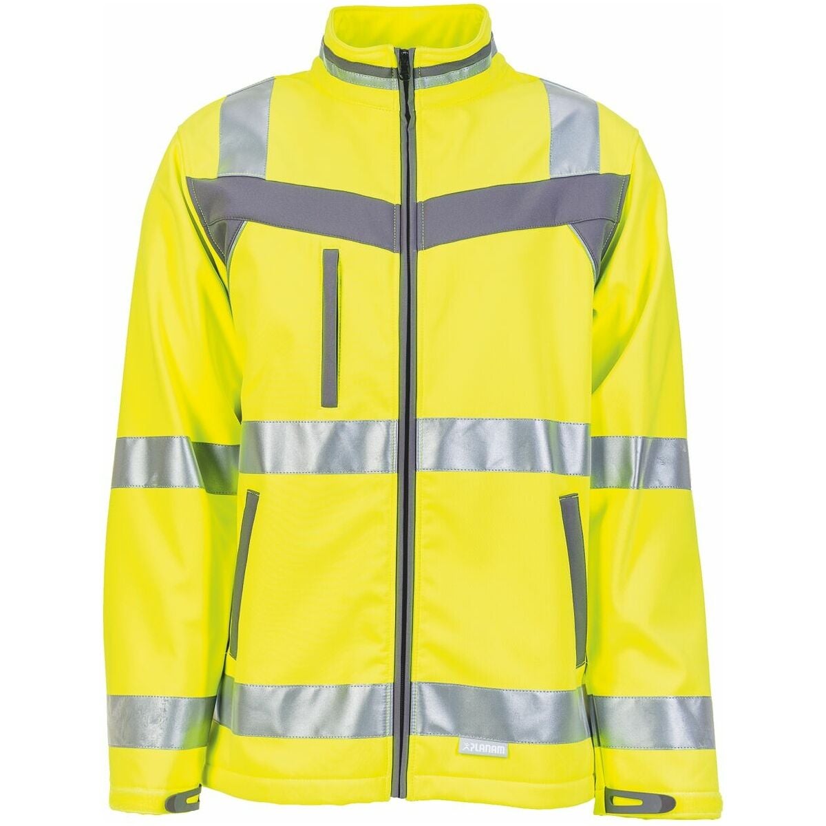 Huomiovärinen softshell-takki Plaline keltainen/liuske 3XL
