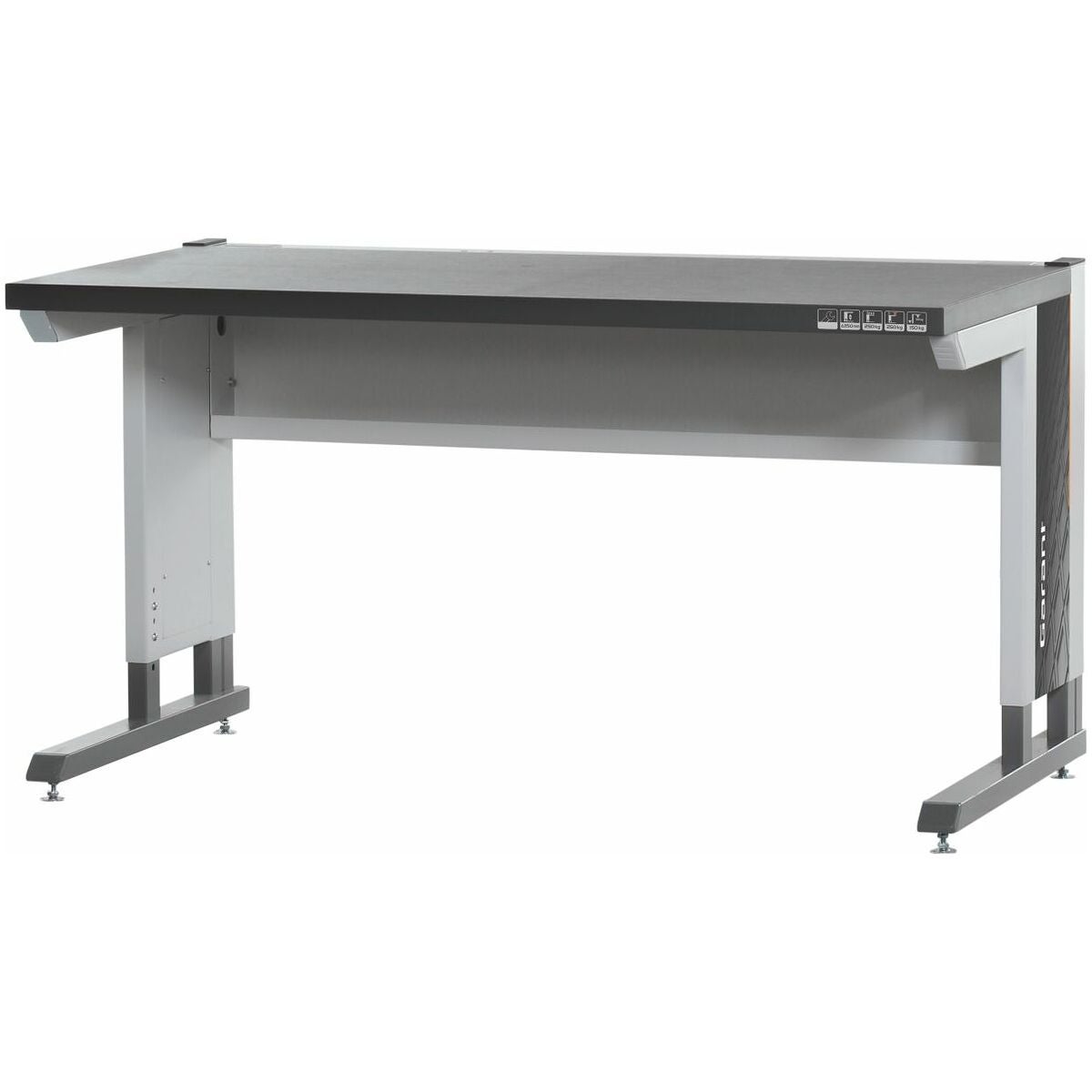 Workstation mLevel tummanharmaalla Eluplan-levyllä