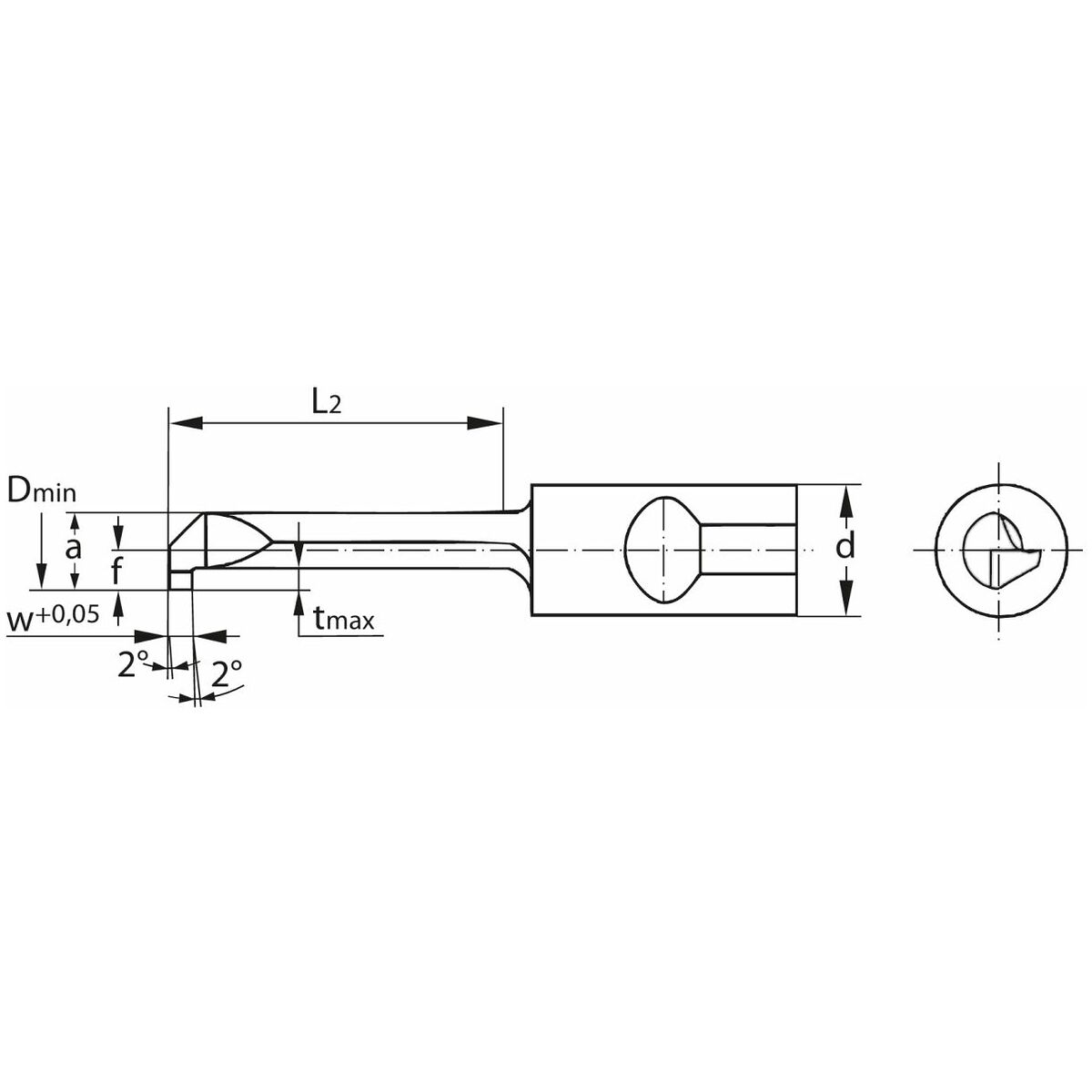 KOMET® UniTurn® pistoporaustanko, oikea L2 = 10 mm 3/1 mm