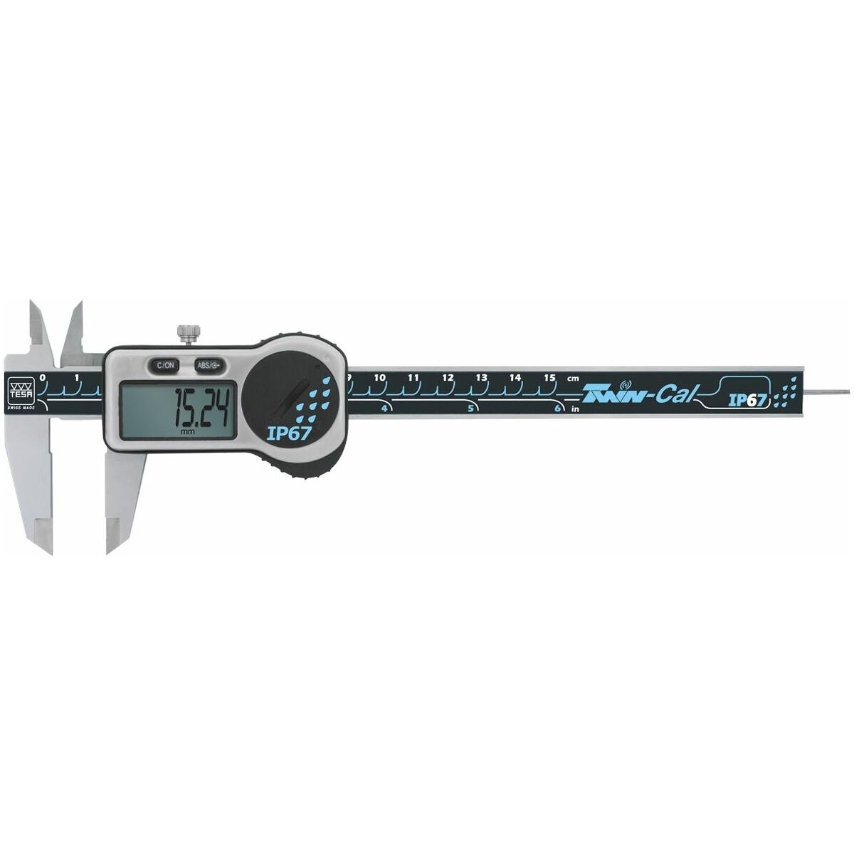 Digitaalinen työntömitta TWIN-CAL IP67 pyöreällä syvyysmitalla 150 mm 150 mm