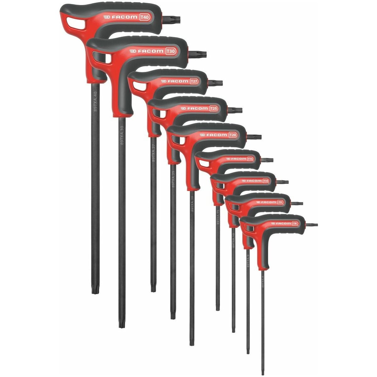 Kulmaruuvimeisselisarja Torx®-kärjille T-kahvalla, 9 osaa